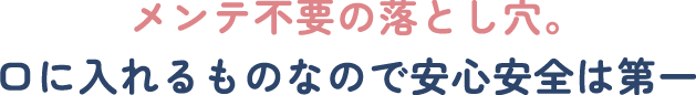 メンテ不要の落とし穴。口に入れるものなので安心安全は第一