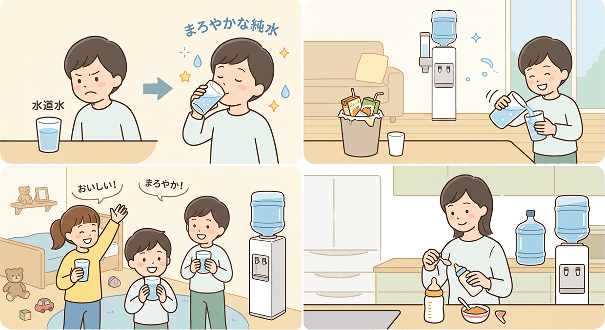 アルピナウォーターを利用している子育て・ファミリー世帯のイメージ
