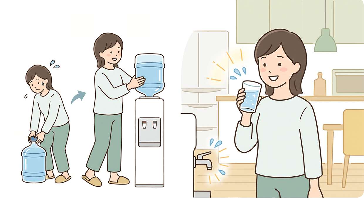 ウォーターサーバーの利便性のイメージ